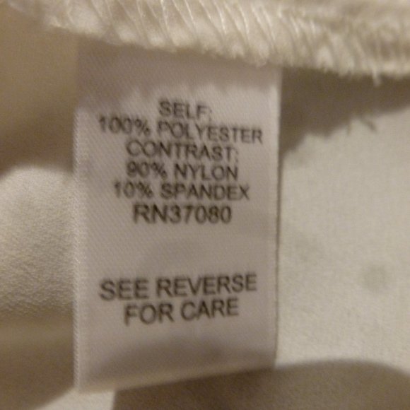 Cato 26/28 White Double layered draped front 3/4 Sleeve Top w/ Lace sleeves - Picture 12 of 12